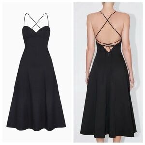 NWT Khy Poplin Low Back Midi Dress Black 20W